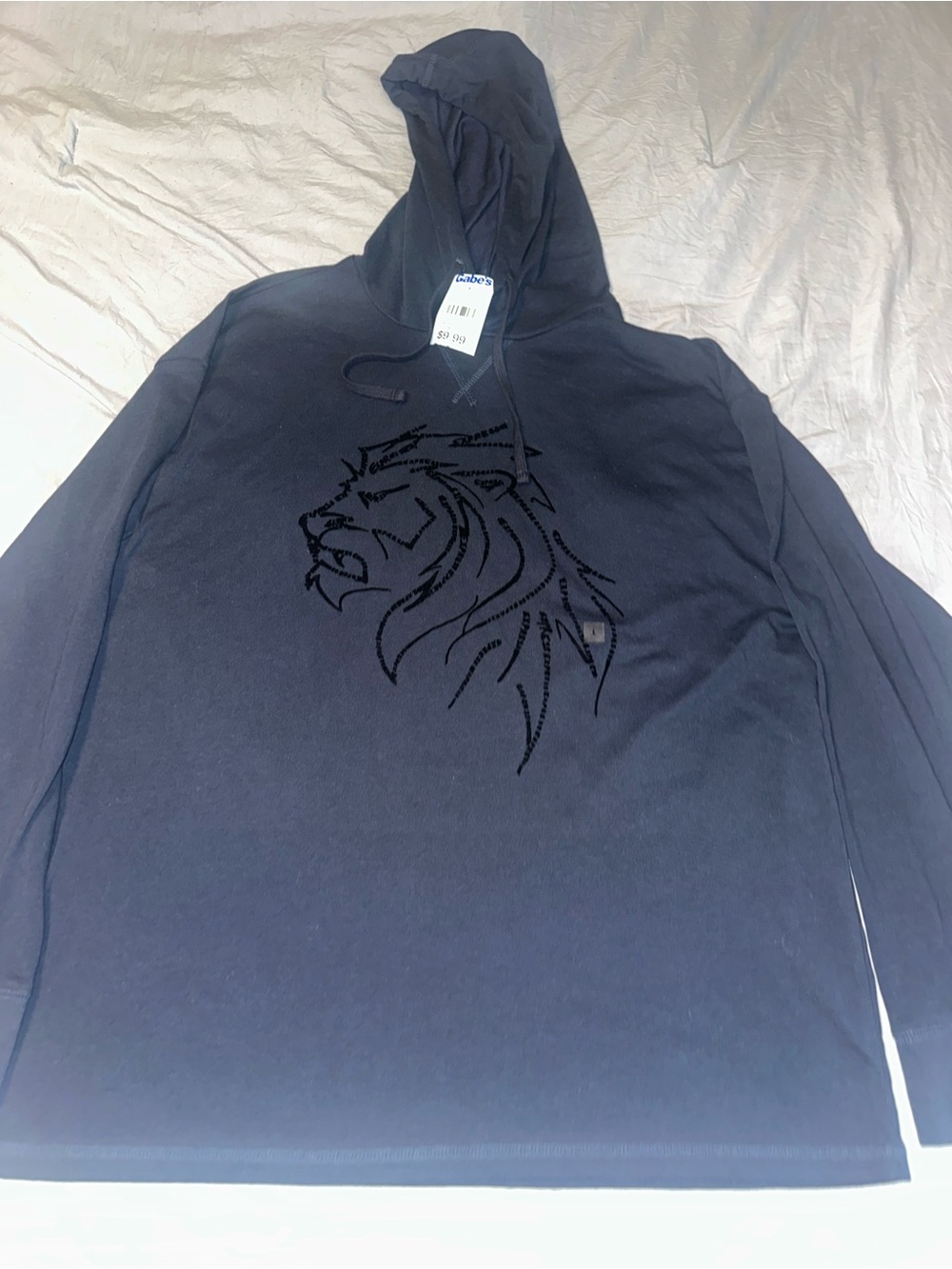 Express Men's Dark Navy Hoodie with Lion Graphic